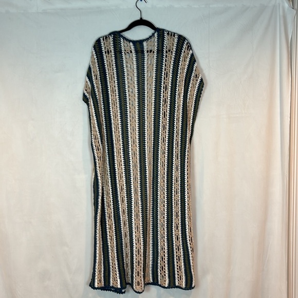 Women’s Crochet colorful long open front duster sweater large/extra large boho - Picture 7 of 9